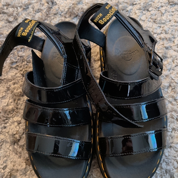 ODr. Martens Glossy Black Womens Sandals
